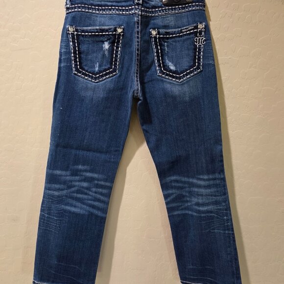 Women's Miss Me Capris Size 25 JPB5014-6 Boyfriend Cut Jeans Denim Pant Distress - Picture 10 of 16